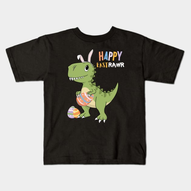 Happy Eastrawr T Rex Dinosaur Easter Eggs Kids T-Shirt by MasliankaStepan